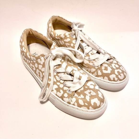 J Crew Factory Road Trip Tan & White Animal Print Canvas Lace Up Sneakers size 6 - Picture 2 of 8